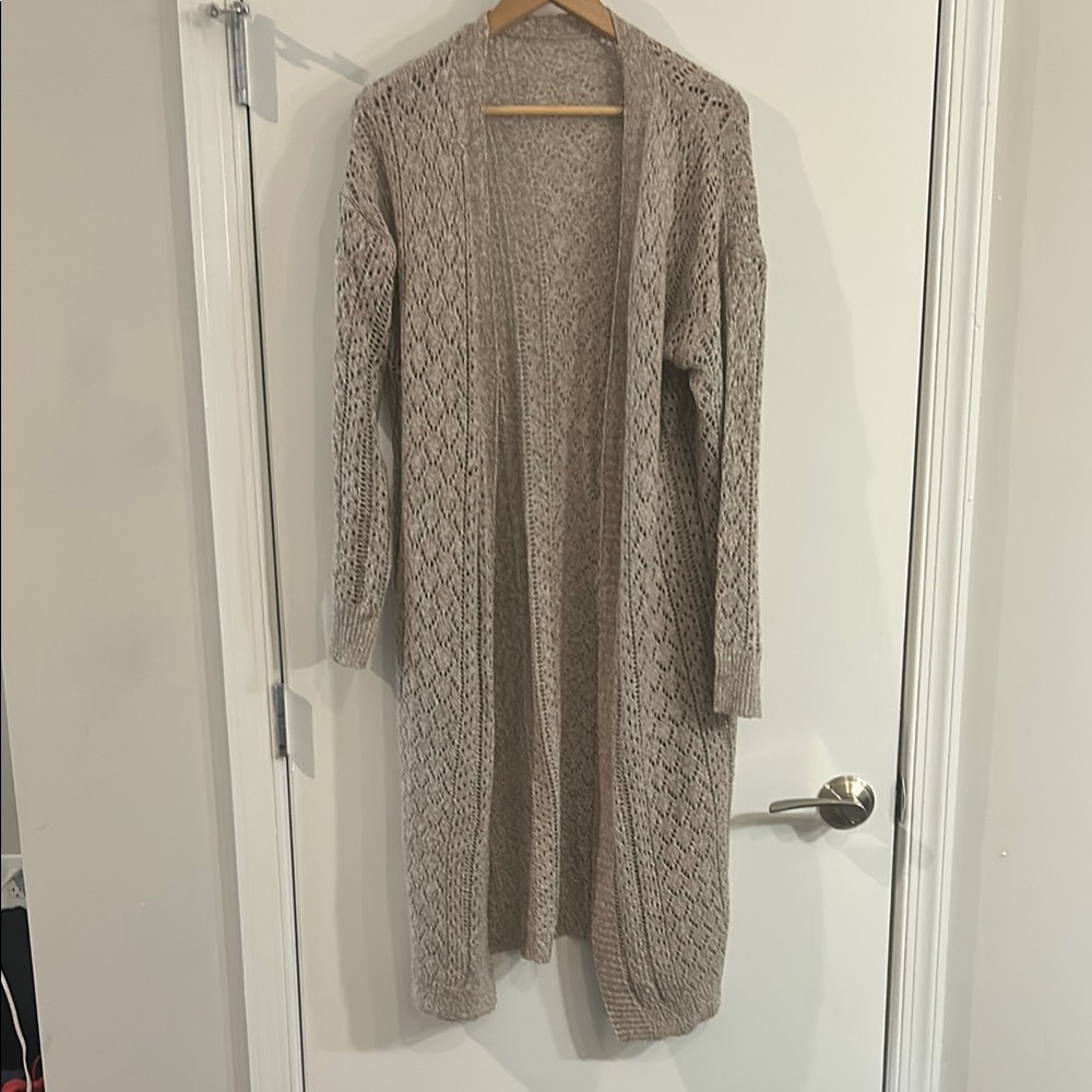 LULUS Elegant Tan Open-Front Women's long Sweater